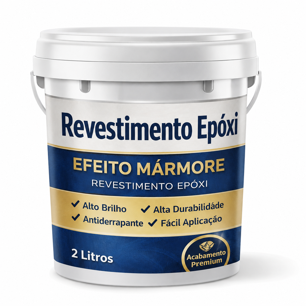 Revestimento de Piso Epóxi com Acabamento de Mármore de Alto Brilho + BRINDE HOJE 🔥Kit Ferramentas de Aplicação🔥